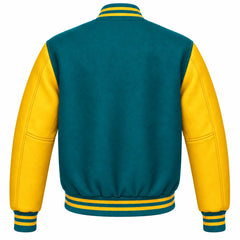 Teal and Gold Wool Letterman Jacket