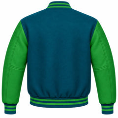 Teal and Green Wool Letterman Jacket