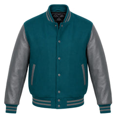 Teal and Grey Letterman Jacket