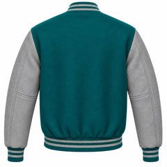 Teal and Grey Wool Varsity Jacket