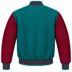 Teal and Maroon Wool Letterman Jacket