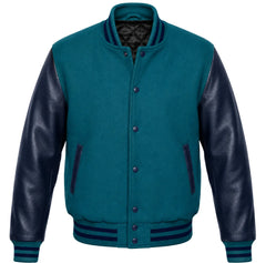 Teal and Navy Blue Letterman Jacket