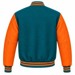 Teal and Orange Wool Letterman Jacket