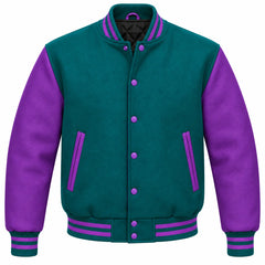 Teal and Purple Wool Varsity Jacket