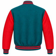 Teal and Red Wool Varsity Jacket