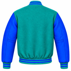 Teal and Royal Blue Wool Varsity Jacket