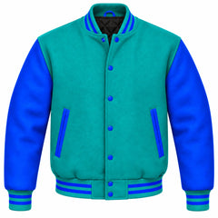 Teal and Royal Blue Wool Varsity Jacket