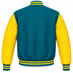 Teal and Yellow Wool Varsity Jacket