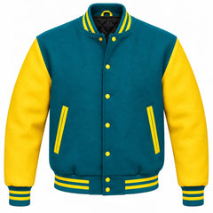 Teal and Yellow Wool Varsity Jacket