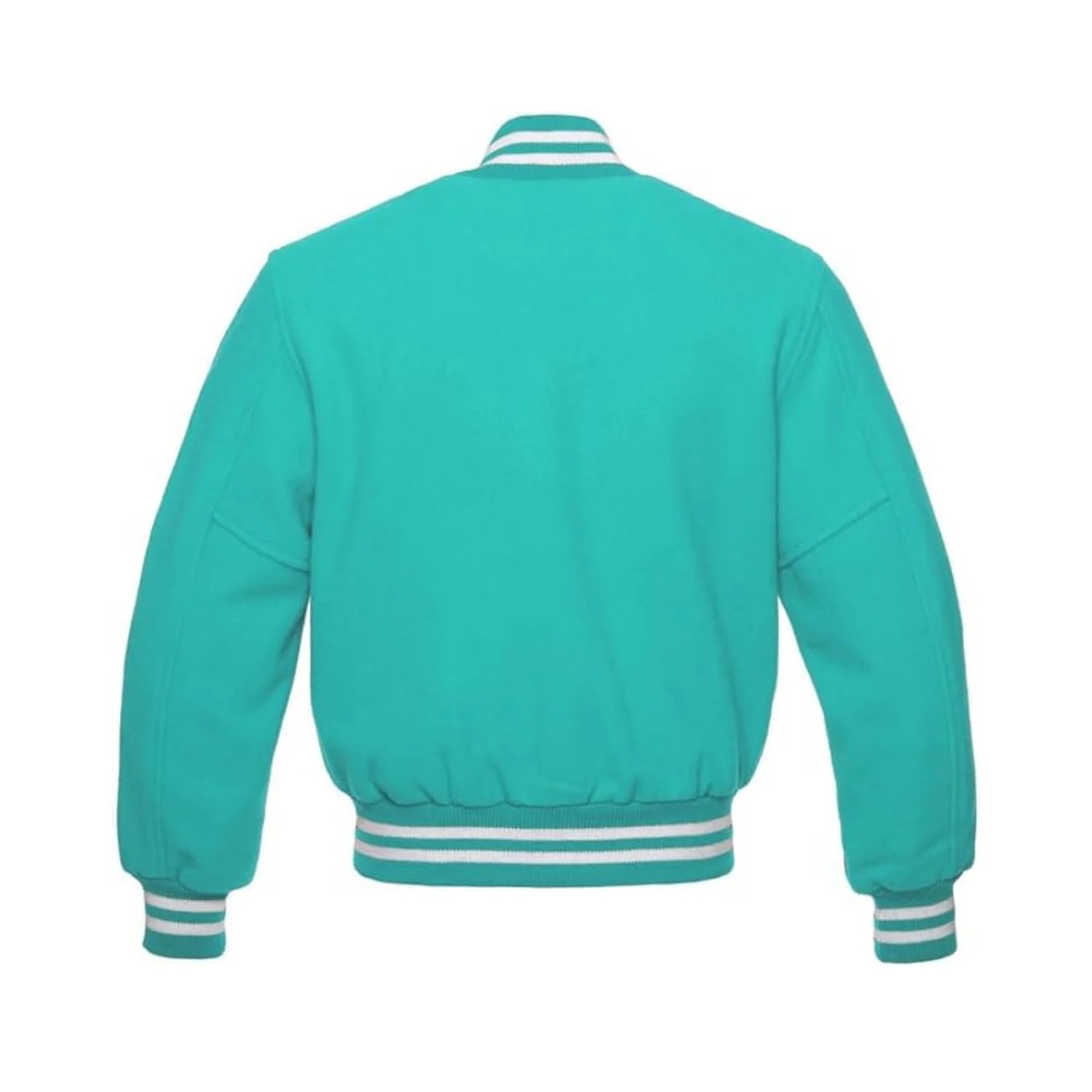 Turquoise Wool Varsity Jacket Back Side
