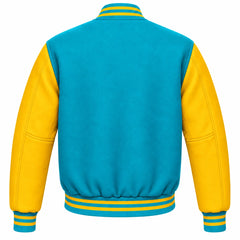 Turquoise and Gold Wool Letterman Jacket