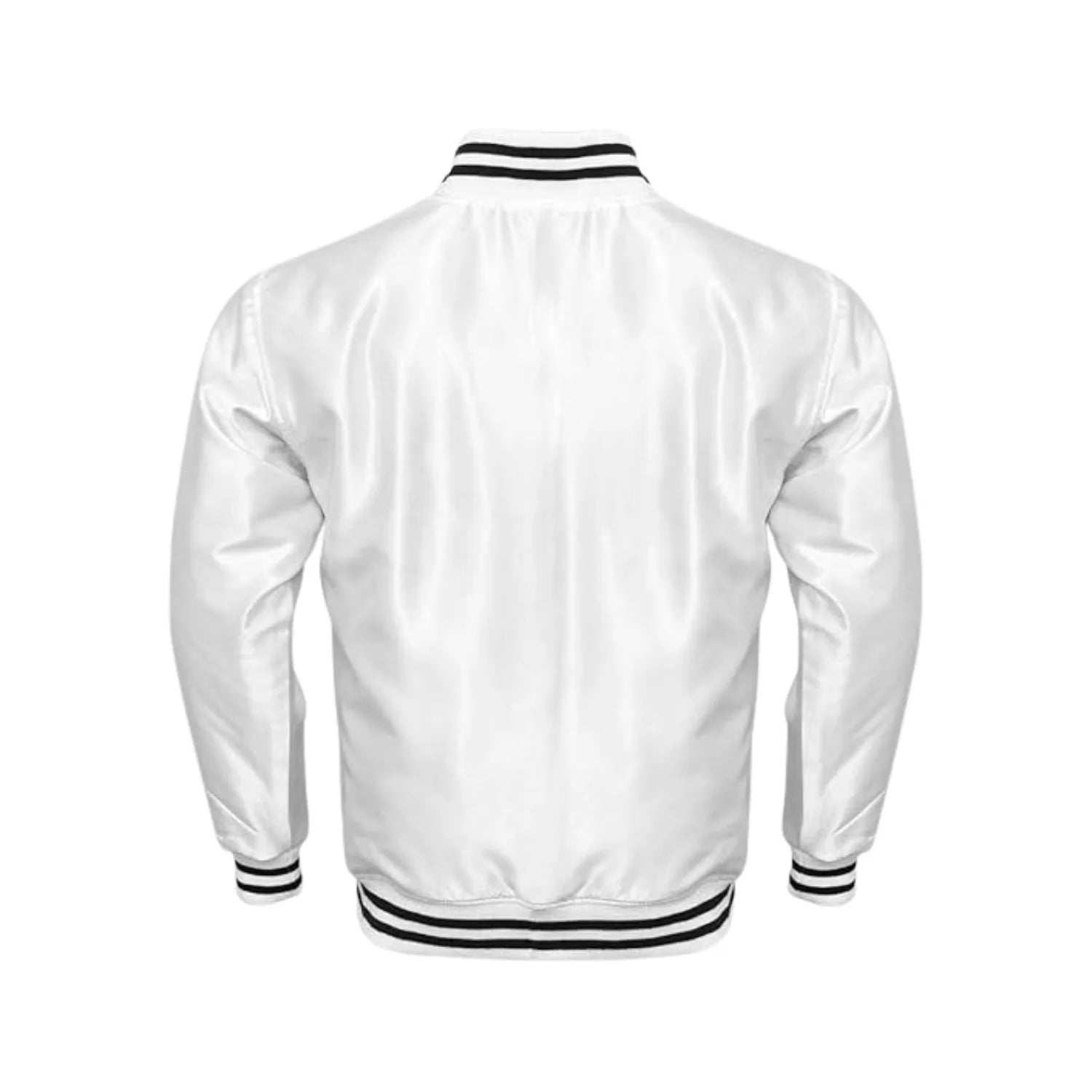 White Satin Varsity Jacket Back Side