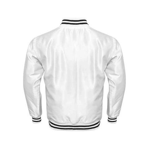 White Satin Varsity Jacket Back Side