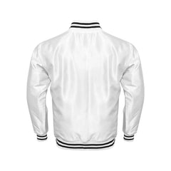 White Satin Varsity Jacket Back Side