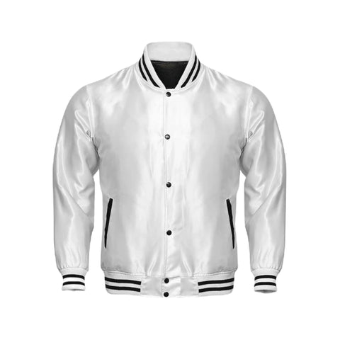 White Satin Varsity Jacket