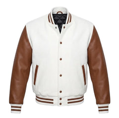 White and Brown Varsity Jacket