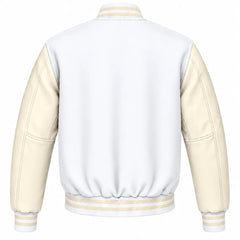 White and Cream Wool Varsity Jacket