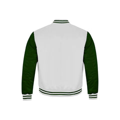 White and Forest Green Satin Jacket Back Side