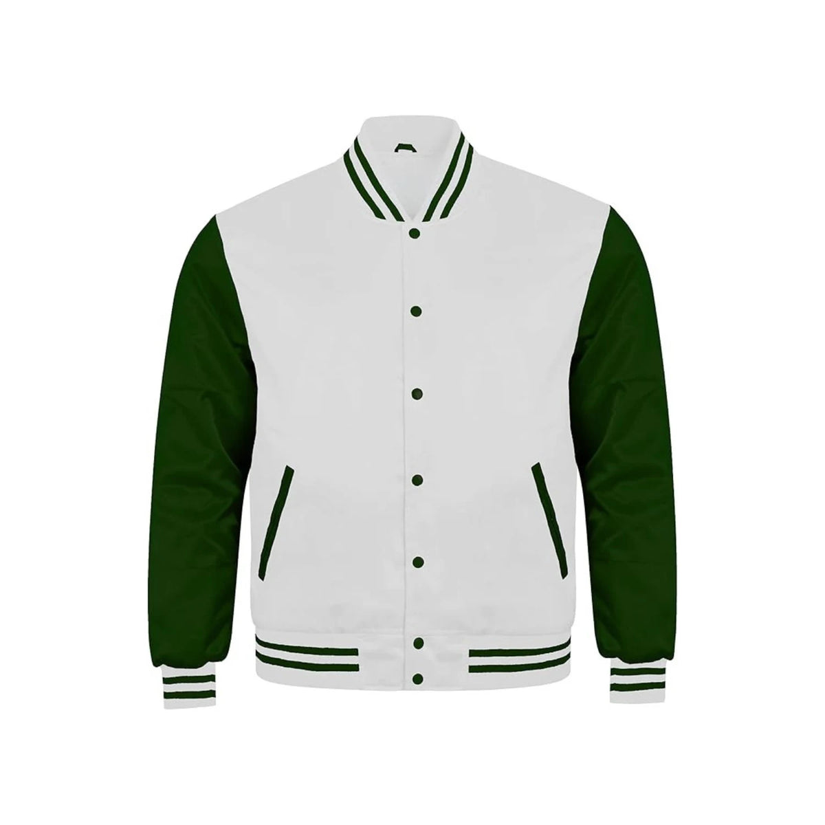 White and Forest Green Satin Jacket