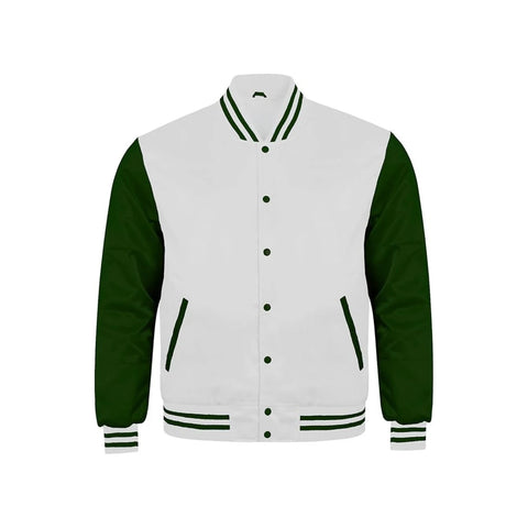 White and Forest Green Satin Jacket