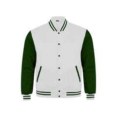 White and Forest Green Satin Jacket
