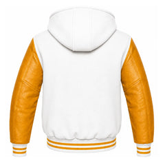 White and Gold Hooded Varsity Jacket