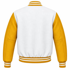 White and Gold Wool Varsity Jacket