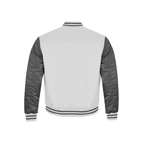 White and Grey Satin Jacket Back Side