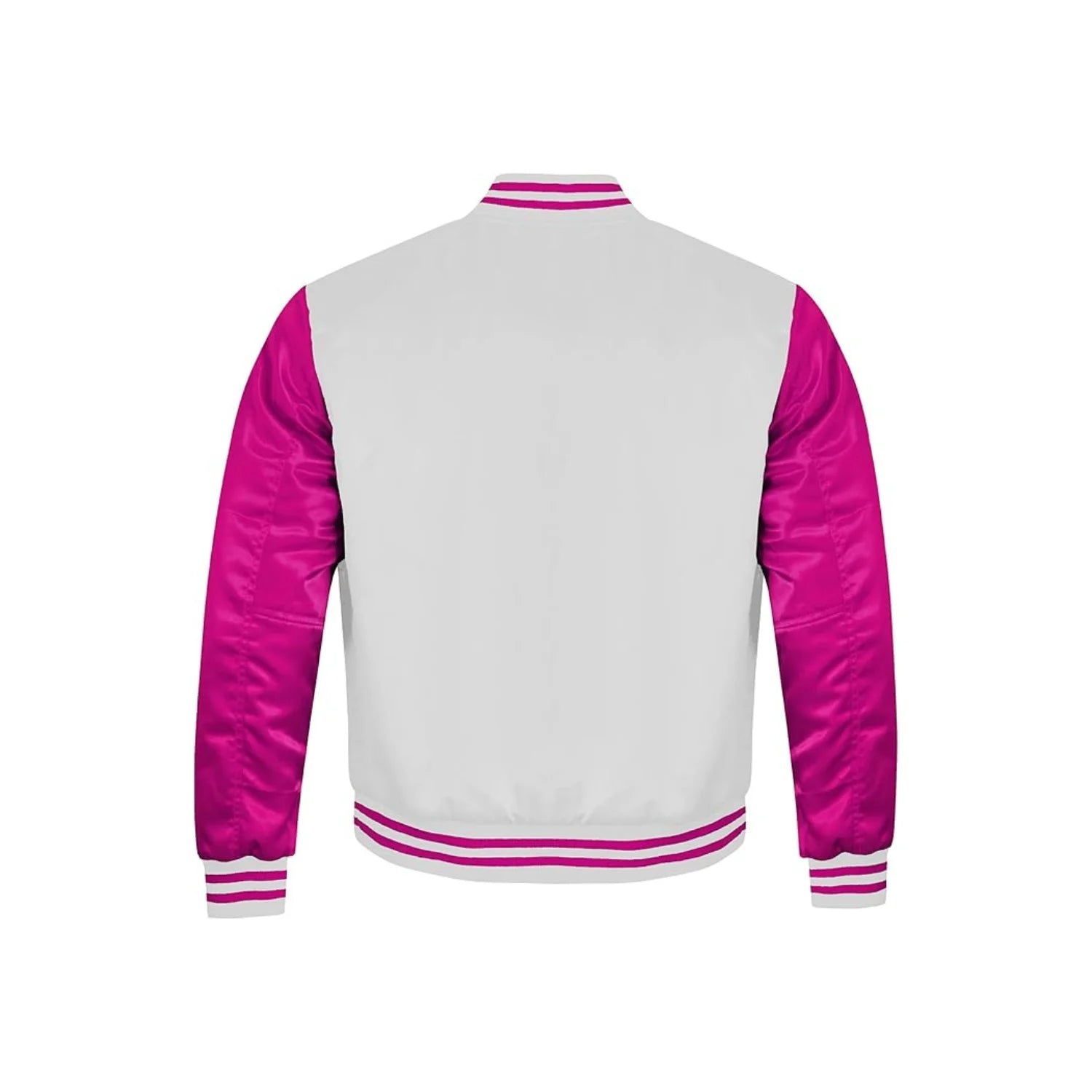 White and Hot Pink Satin Jacket Back Side
