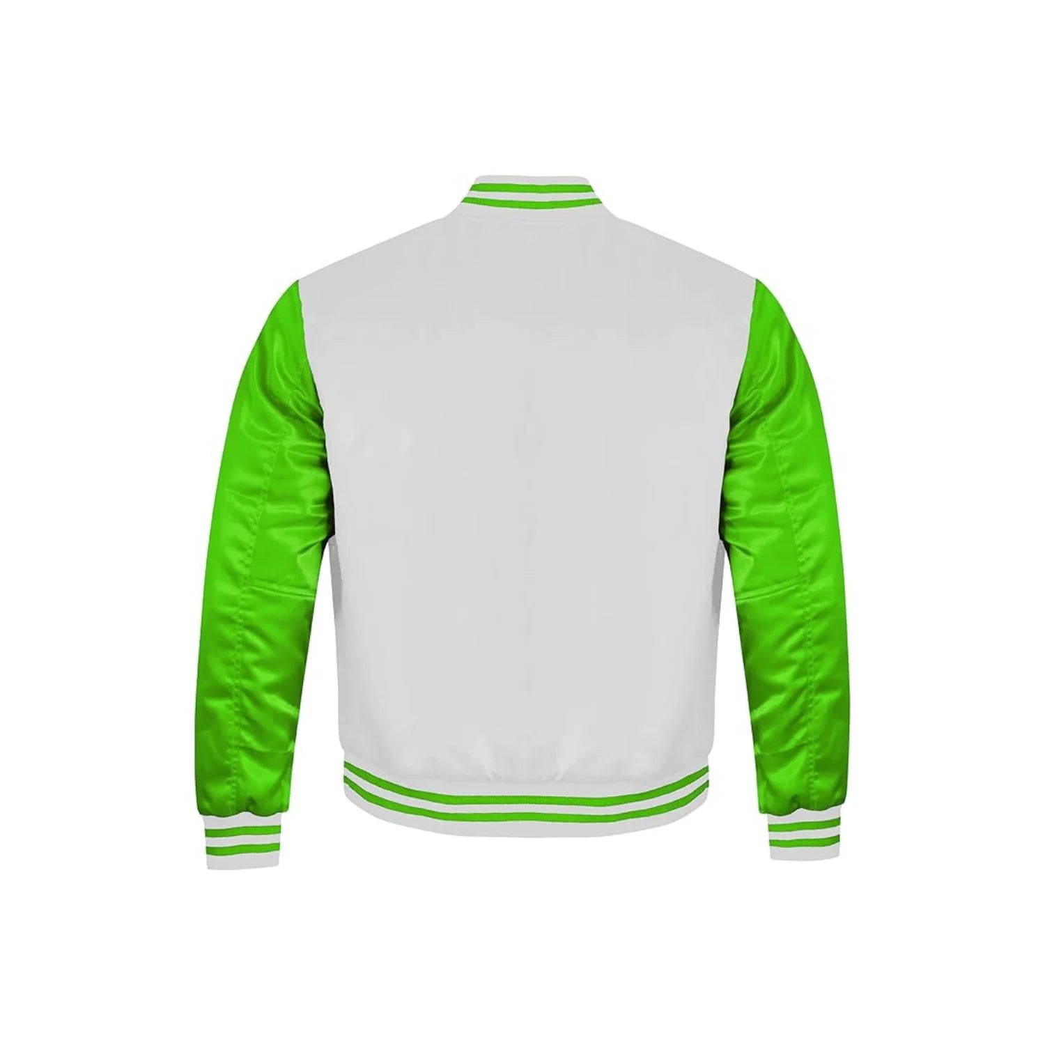 White and Kelly Green Satin Jacket Back Side