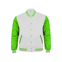 White and Kelly Green Satin Jacket