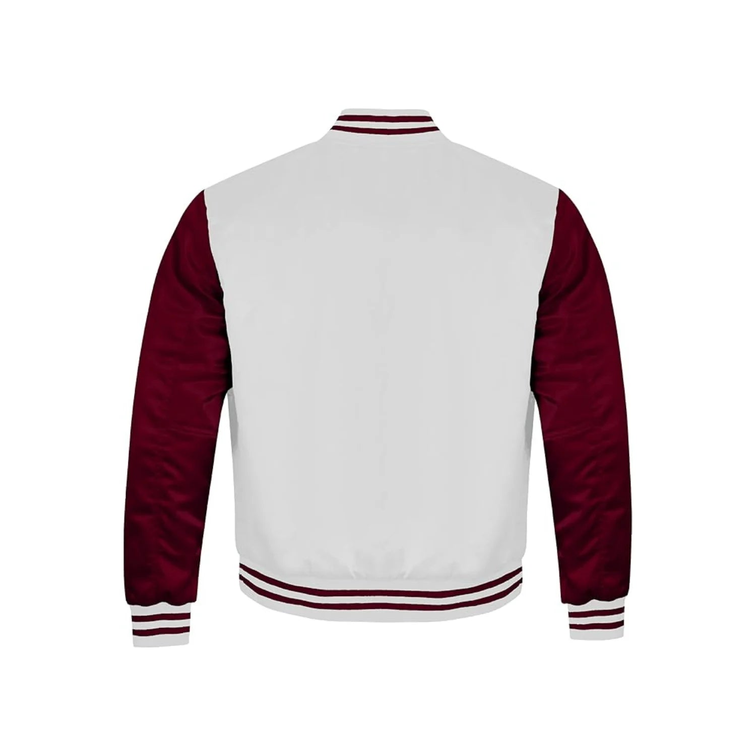 White and Maroon Satin Jacket Back Side