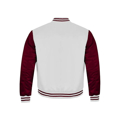 White and Maroon Satin Jacket Back Side
