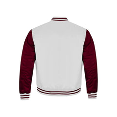 White and Maroon Satin Jacket Back Side