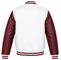 White and Maroon Varsity Jacket