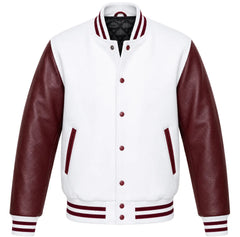 White and Maroon Varsity Jacket