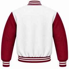 White and Maroon Wool Varsity Jacket