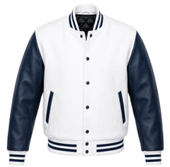 White and Navy Blue Letterman Jacket