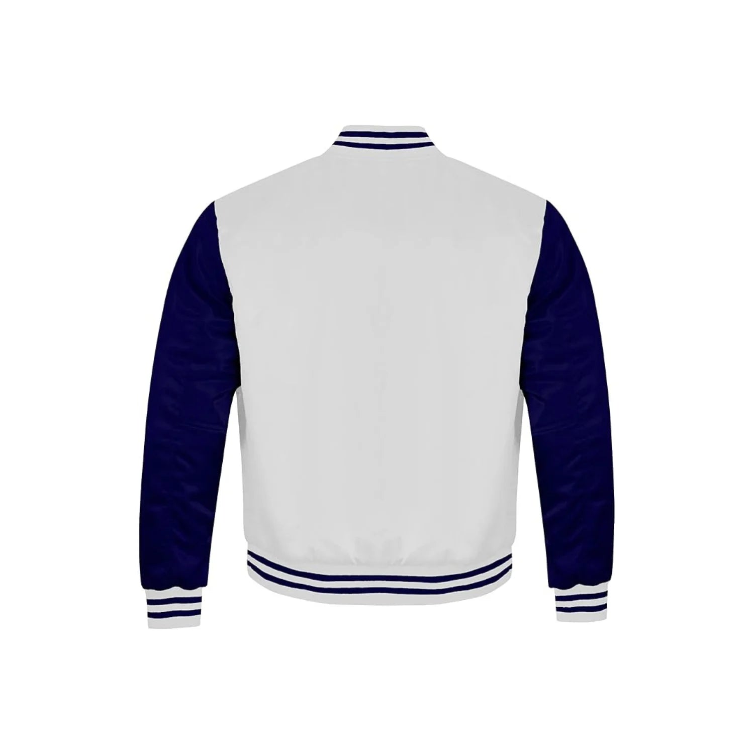 White and Navy Satin Jacket Back Side