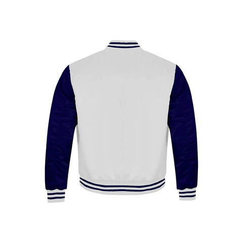 White and Navy Satin Jacket Back Side