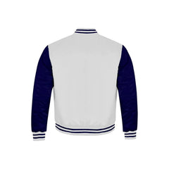 White and Navy Satin Jacket Back Side