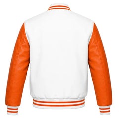 White and Orange Varsity Jacket