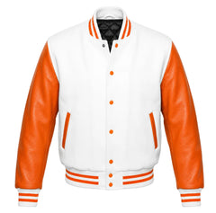 White and Orange Varsity Jacket