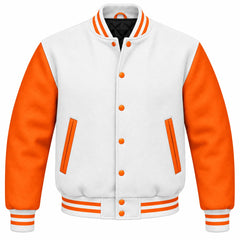 White and Orange Wool Varsity Jacket