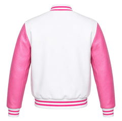 White and Pink Varsity Jacket