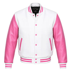 White and Pink Varsity Jacket