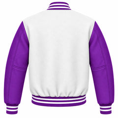 White and Purple Wool Varsity Jacket