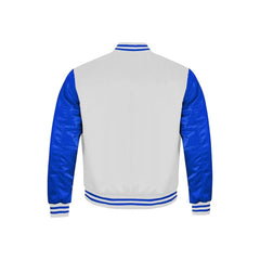 White and Royal Blue Satin Jacket Back Side