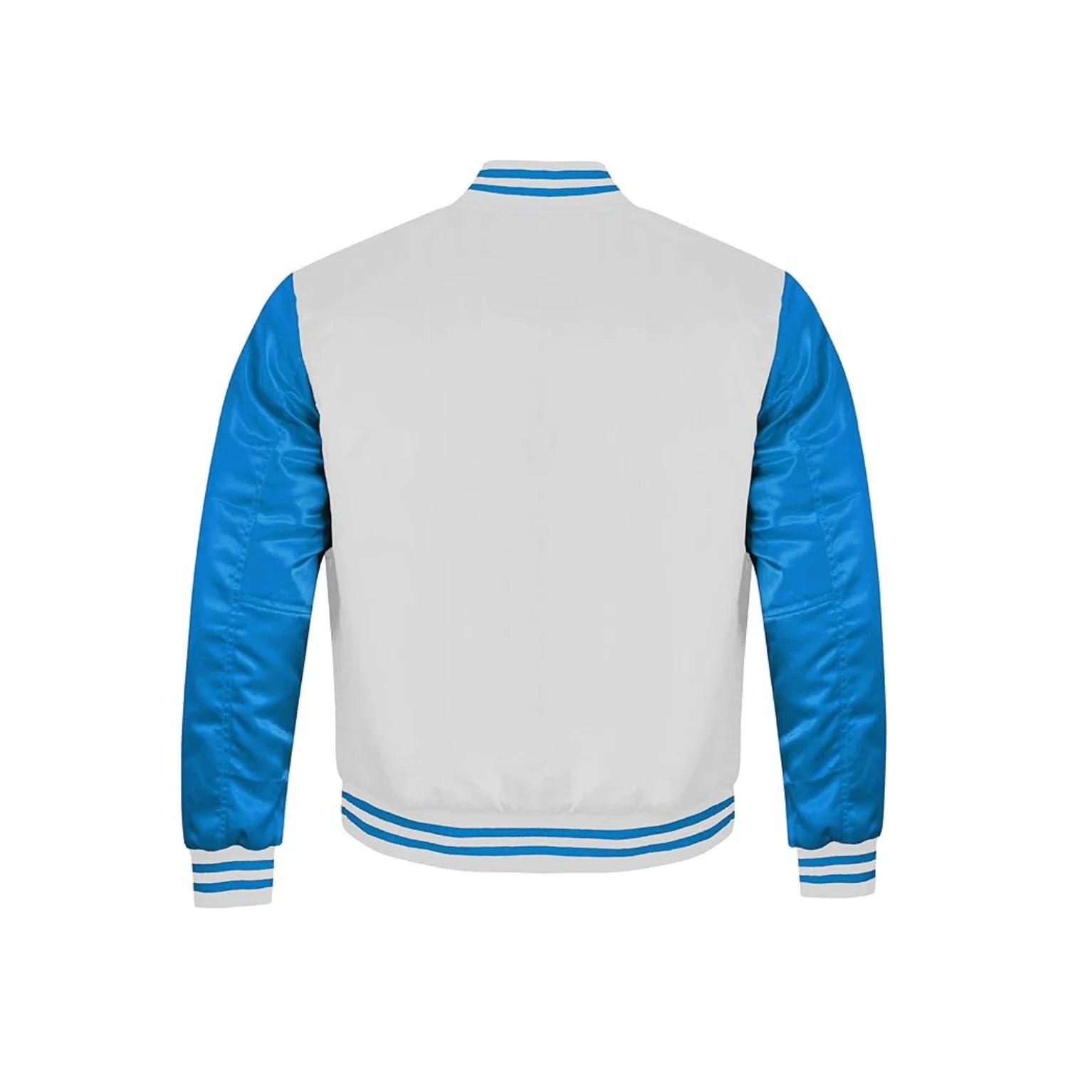 White and Sky Blue Satin Jacket Back Side