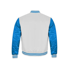 White and Sky Blue Satin Jacket Back Side